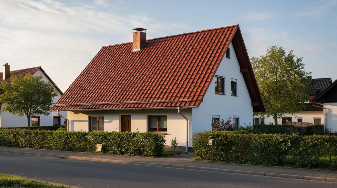Einfamilienhaus mit neu eingedecktem rotem Ziegel-Steildach